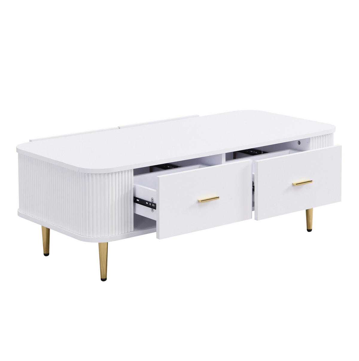 COUCHTISCH mit 4 Schubladen 105 x 51 x 38 cm Weiß Gold - Weiß, Wellpappe (105/51/38cm) - Meubliv