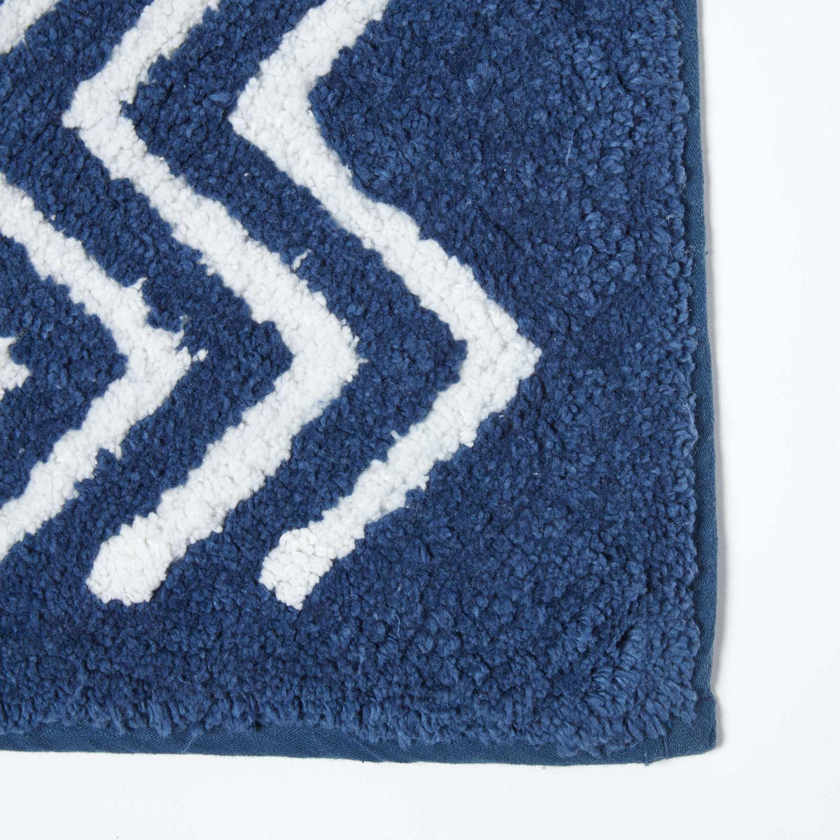 BADEMATTE 50/80 cm Chevron, Baumwolle - Blau, Textil (50/80cm) - Homescapes