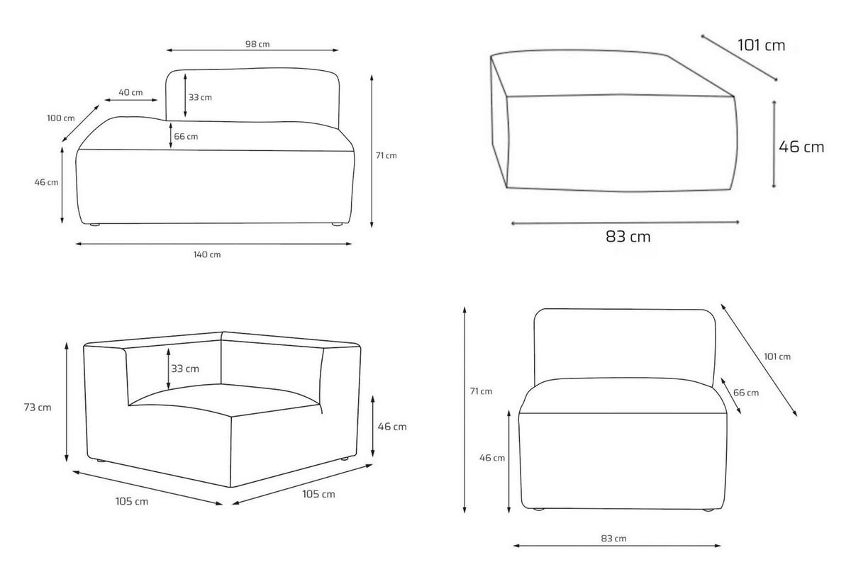 4-SITZER modulares Ecksofa HEAVEN SET 3 Rechts, Breite 270 cm Webstoff Braun - Schwarz/Braun, Holz/Kunststoff (270/245cm) - Muffo