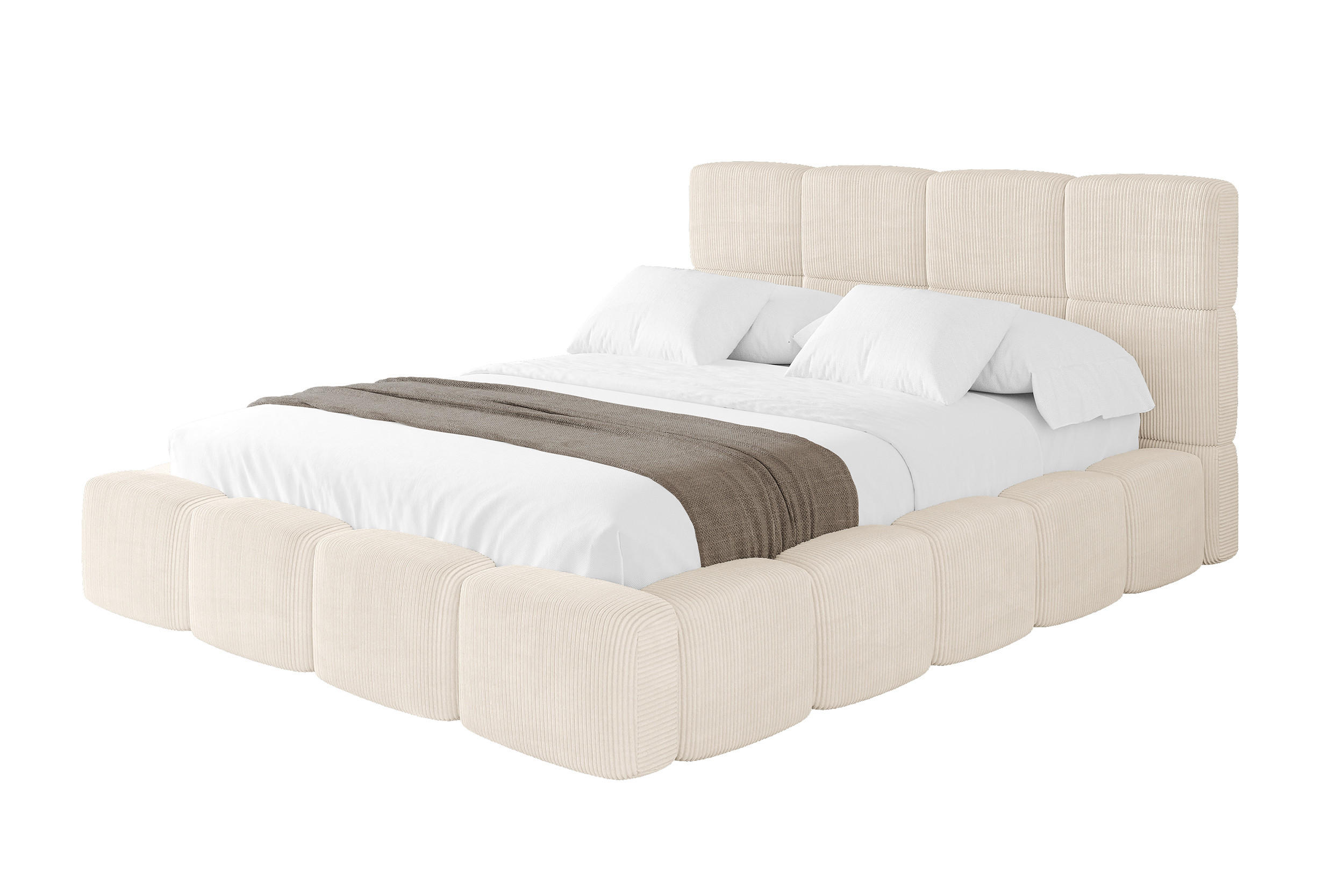 POLSTERBETT mit Bettkasten und Lattenrost, Bett mit Kopfteil, Boxbett ohne Matratze, Doppelbett mit Stauraum - NATA 120x200 Beige - Schieferfarben, Holzwerkstoff/Textil (120/200cm) - ALTDECOR