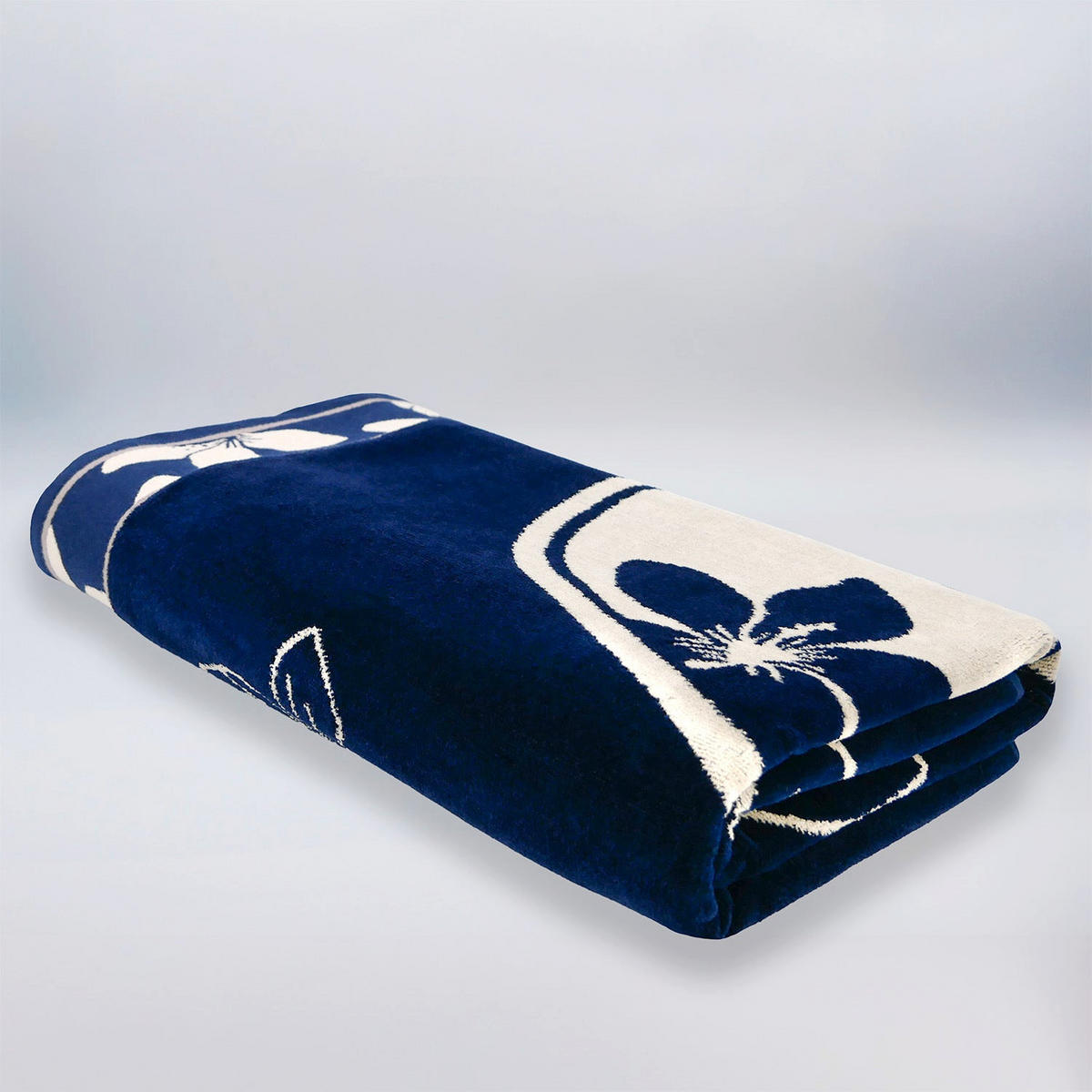 STRANDTUCH Frottee Samt Jacquard Blau 100x175 470g/m² - Patong - Blau, Textil (100/175cm) - LE COMPTOIR DE LA PLAGE