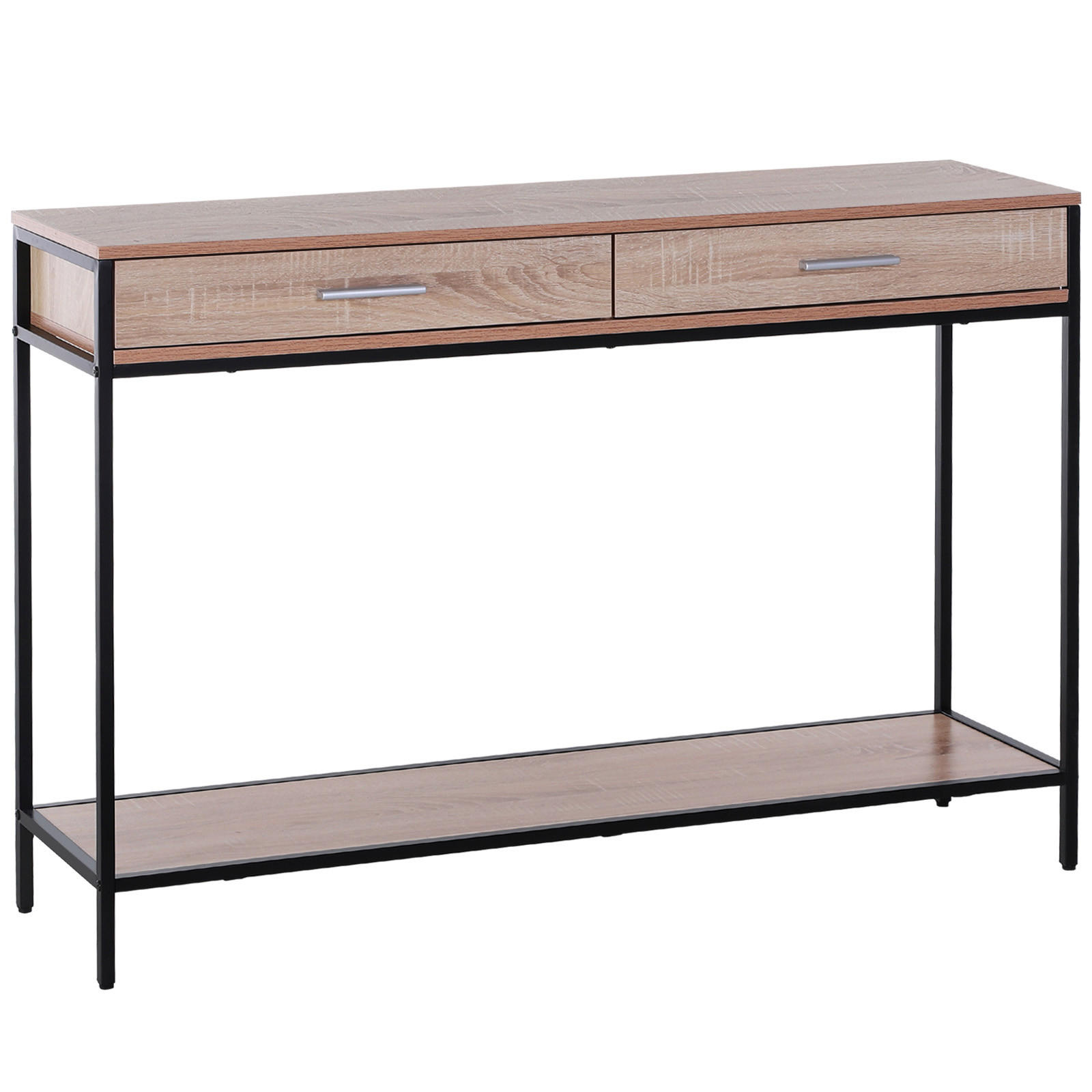 KONSOLENTISCH Eiche und Schwarz Metall Spanplatte 1 Stück - Beige, Metall (120/30/81.5cm) - GiPP