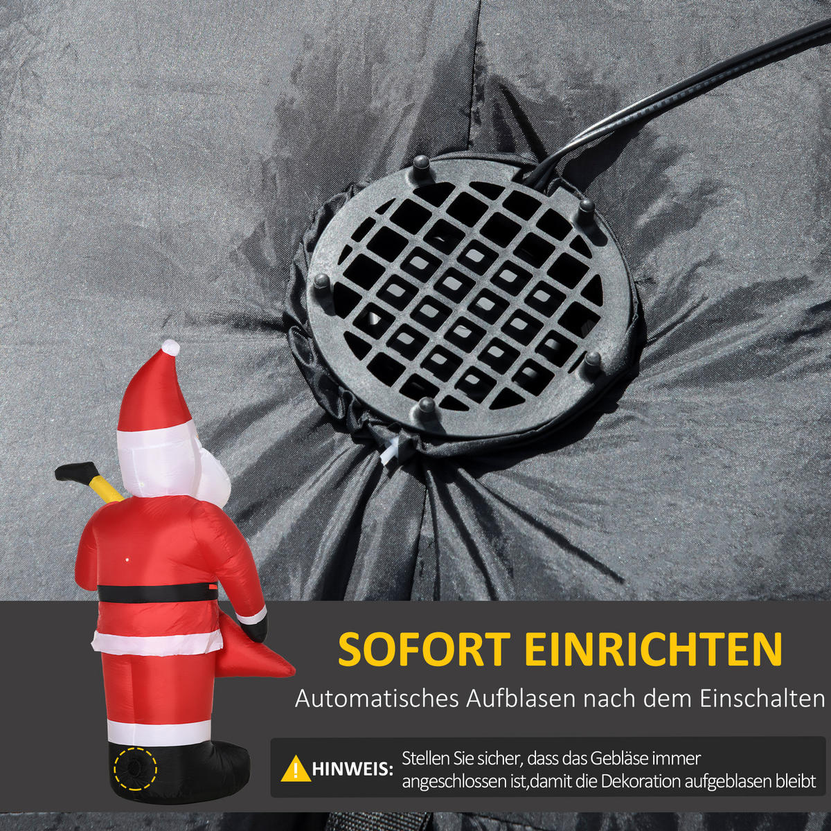 AUFBLASBARER Weihnachtsmann, Polyester, Rot - Rot, Kunststoff (75/215/140cm) - Outsunny