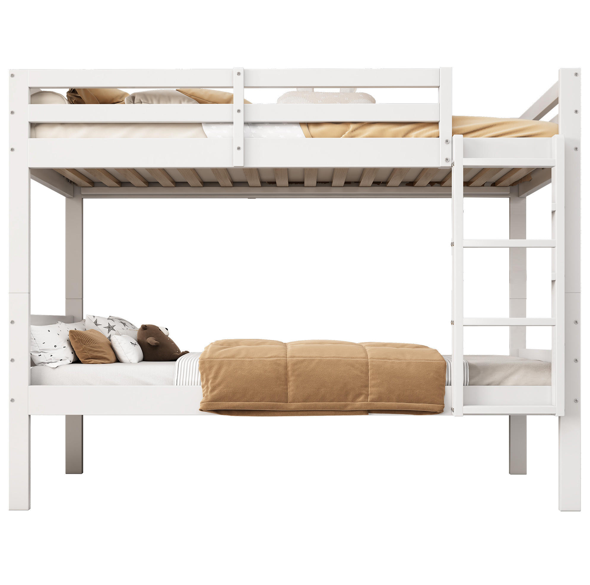 ETAGENBETT 90x200 cm aus Kiefer in Weiß – teilbar in 2 Einzelbetten - Weiß, Holzwerkstoff (90/200cm) - BEAOK