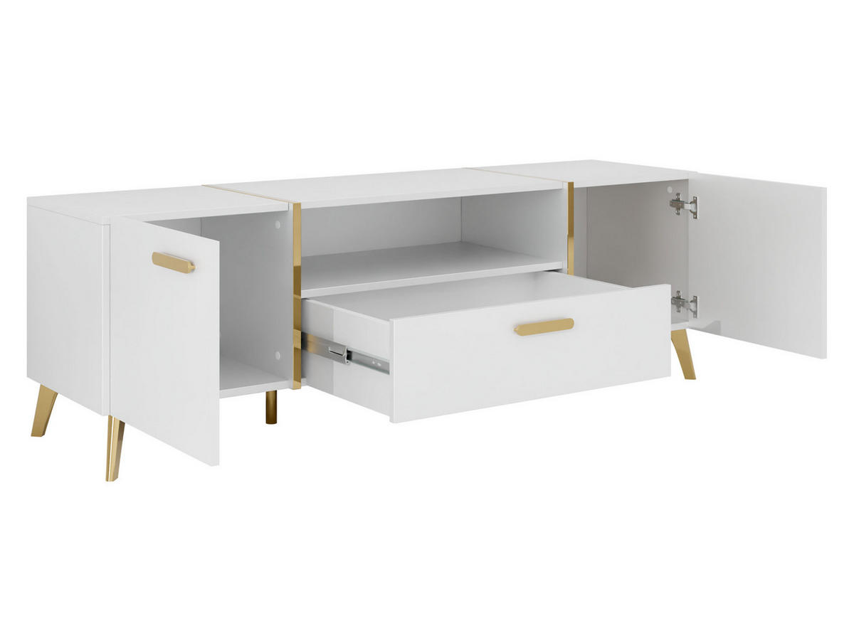 TV-LOWBOARD Picru 150 2D1SZ - Kaschmir/Goldfarben, Holzwerkstoff/Kunststoff (154/47/38cm) - MIRJAN24
