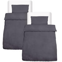 BETTWÄSCHE Meline 155/220 cm + Kissenbezug 40/80 cm Anthrazit Seersucker 2er Set - Anthrazit, Textil (40/80cm) - Beautissu 