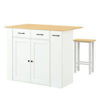 KÜCHENINSEL mit klappbarer Arbeitsplatte weiß 120×45-75×96 cm aus Spanplatte - Weiß, Holzwerkstoff (120/96/75cm) - Luhomfu