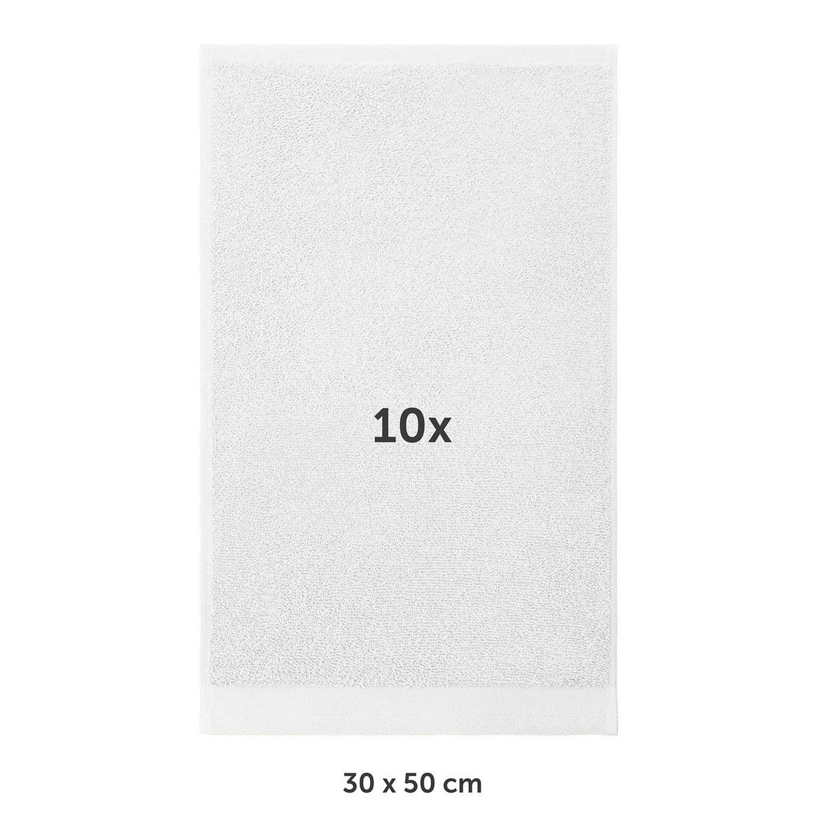 RUČNÍK PRO HOSTY sada 10 ks, 10x ručník pro hosty 30/30 cm, biela - biela, textil (30/30cm) - Blumtal