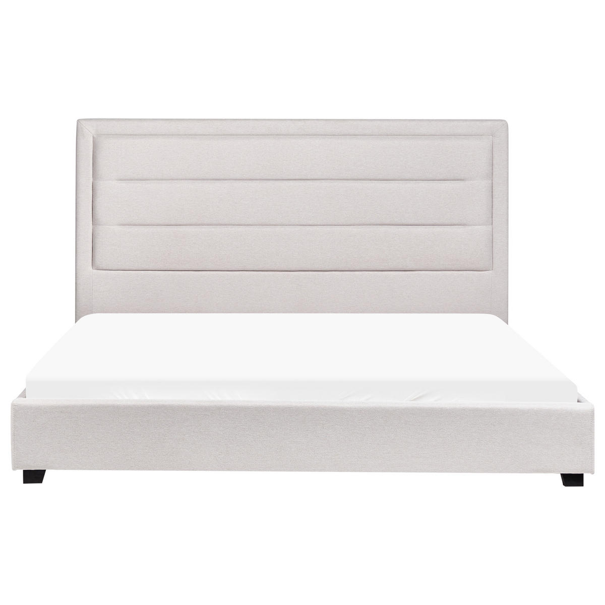 BETT mit Lattenrost 180/200 cm Hellbeige Rouen - Beige/Schwarz, Textil (180/200cm) - Beliani