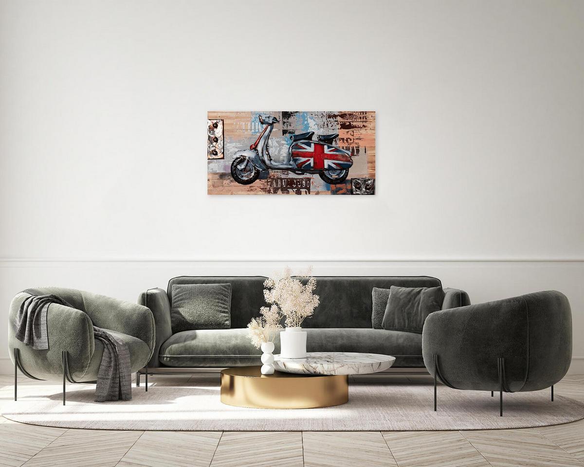 WANDBILD Beige 100/50 cm - Beige, Holz/Metall (3.5/50cm) - KUNSTLOFT