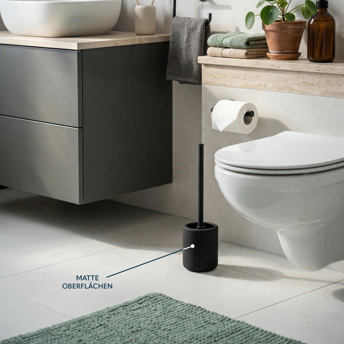 WC-GARNITUR CERANO, Keramik, schwarz - Schwarz, Keramik (10.5/39.5/10.5cm) - eluno