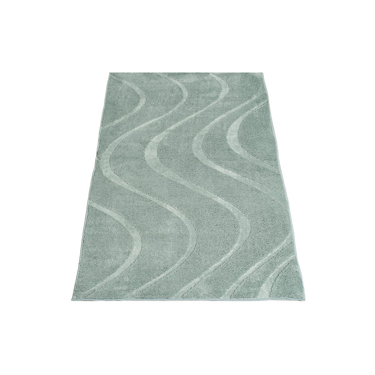 BADTEPPICH Waschbar Bath Waves 400 Jade-Grün 50x90 cm - Grün, Textil (50/90cm) - carpet city