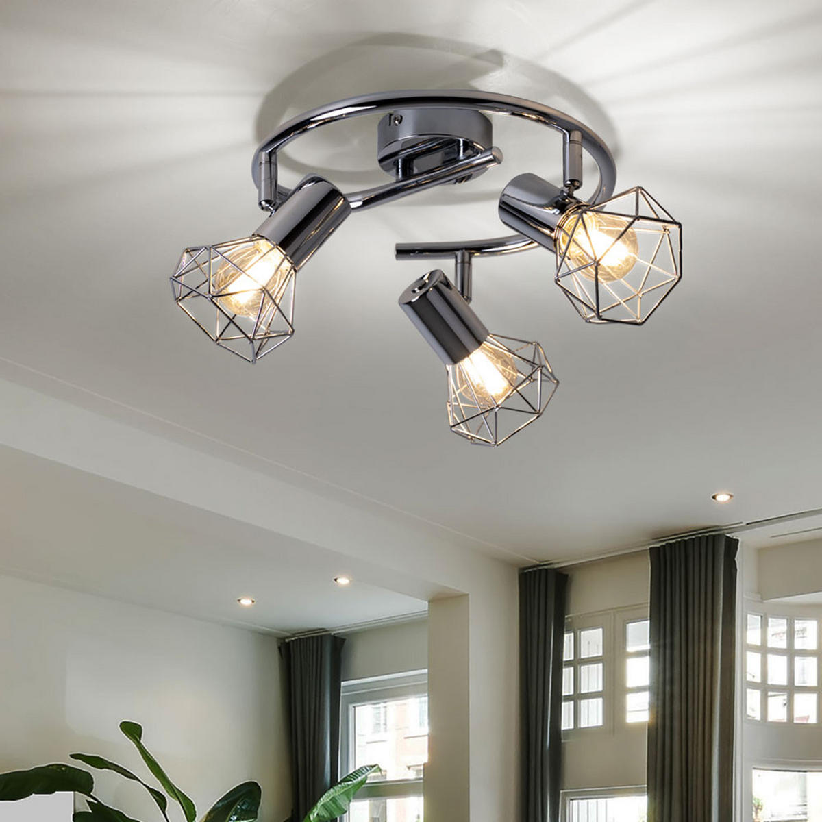 LED DECKENLEUCHTE XARA I Chrom Silber - Silberfarben, Metall (25/25/15cm) - Globo Lighting