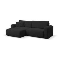 ECKSOFA Roma, Eckcouch in L-Form mit Schlaffunktion und Bettkasten, Farbe: Schwarz, Cordstoff, Ottomane Universal - Schwarz, Textil (244/142cm) - VENASI MÖBEL