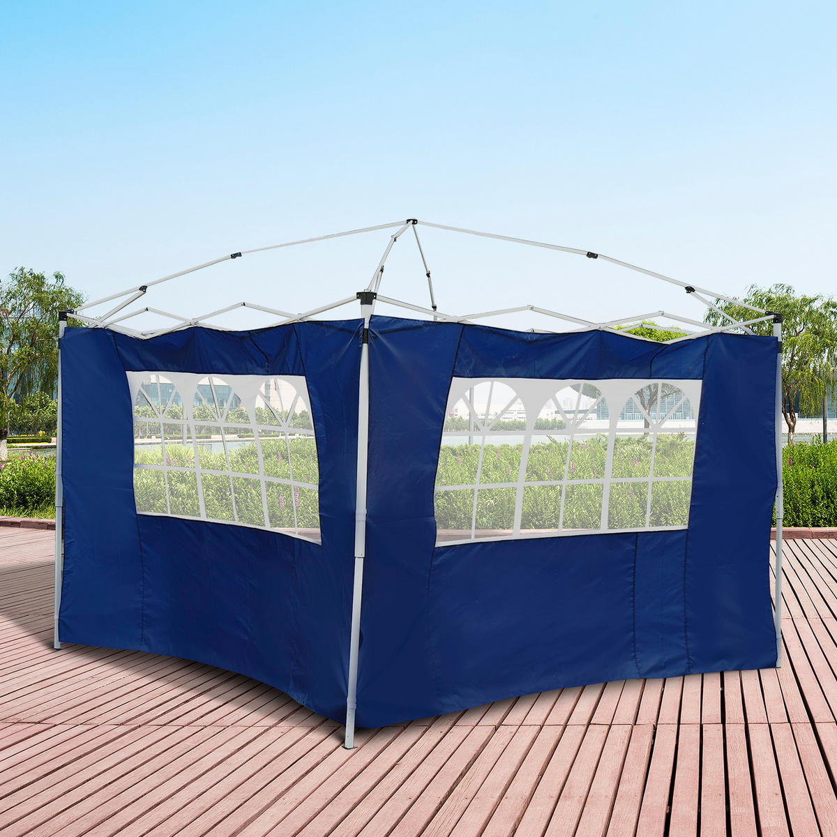 PAVILLON-SEITENTEIL Blau 1 Stück - Blau, Naturmaterialien (300/200cm) - GiPP