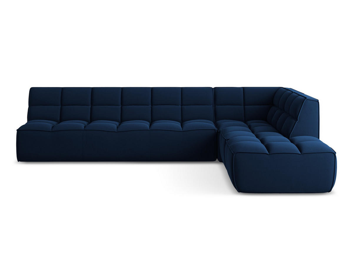 ECKSOFA Beidseitig Samt Stoff Blau - Blau/Schwarz, Kunststoff/Textil (308/258cm) - Makamii