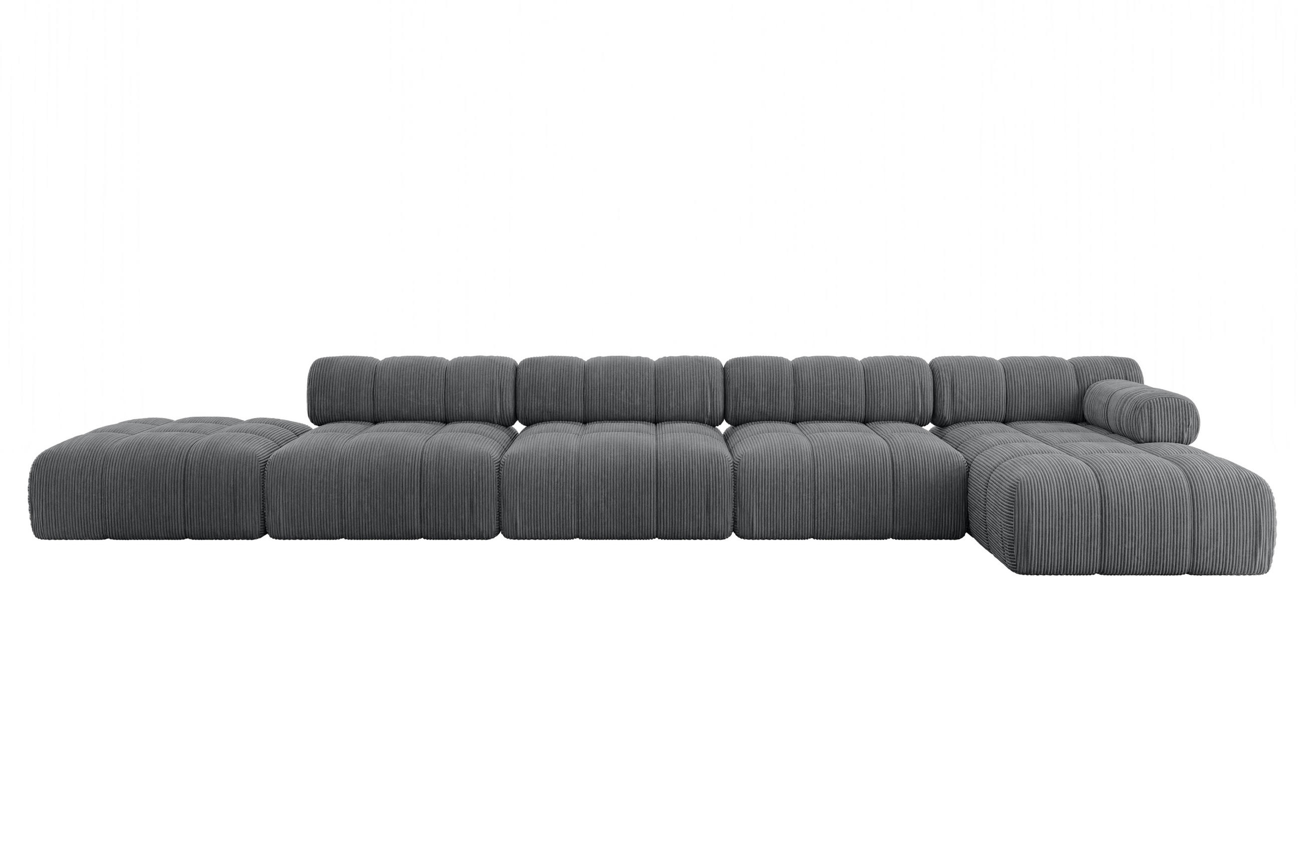 ECKSOFA modulares Sofa Lizur-L3 - 475x160x70 cm Dunkelgrau Cord - Dunkelgrau, Holzwerkstoff/Textil (475/160cm) - ALTDECOR