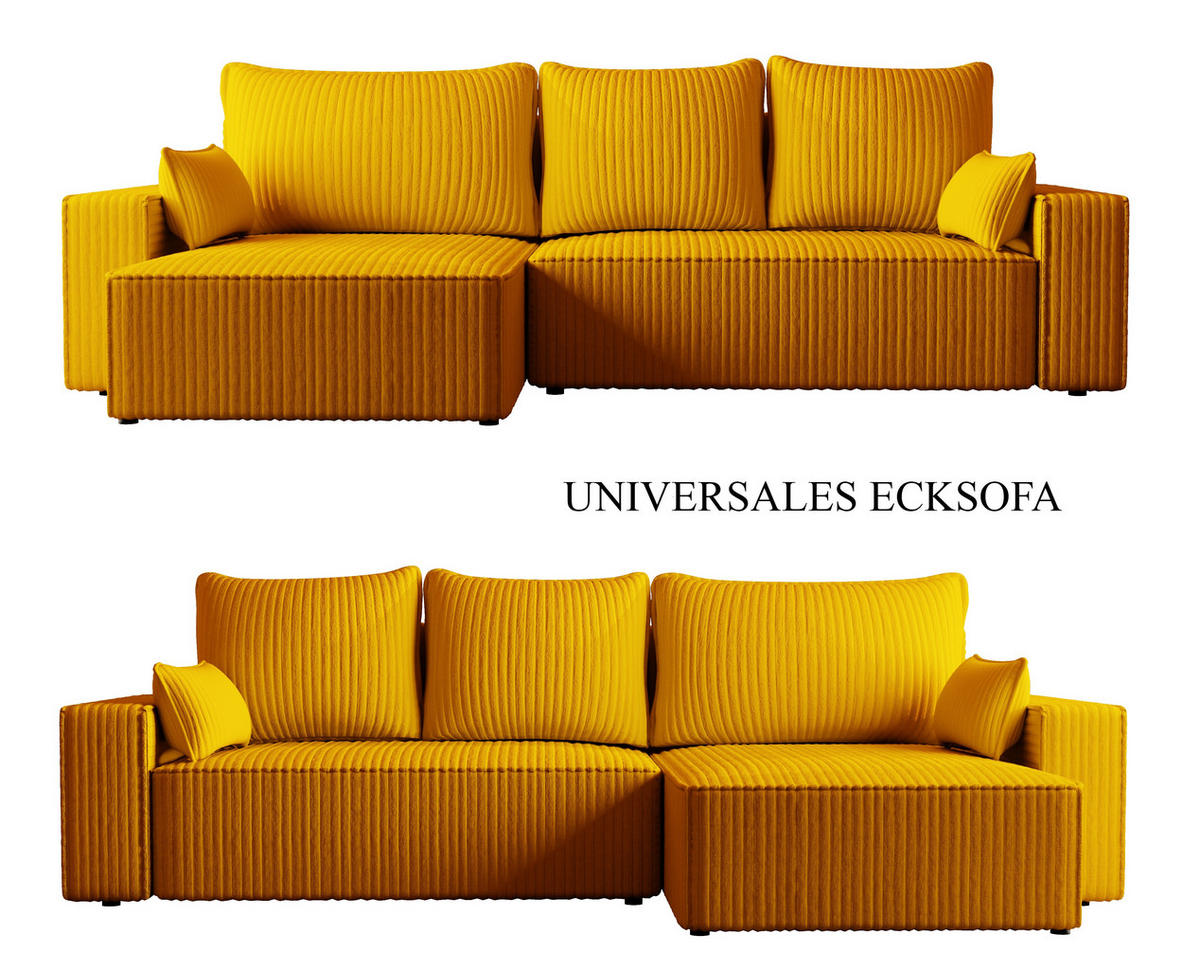 ECKSOFA Tobi mit Bettkasten und Schlaffunktion, L-Form/XL-Form, Cordstoff, Universal - Kupferfarben, Holzwerkstoff (276/145cm) - 4ALL HOME