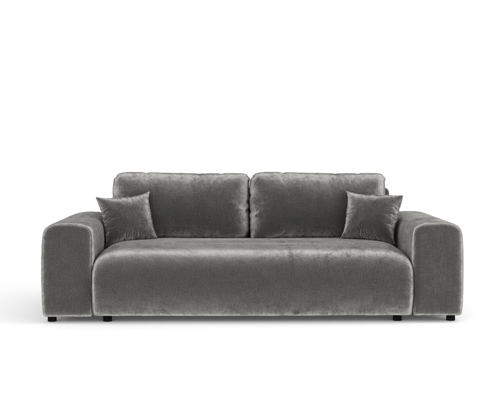 3-SITZER-SOFA Zanzibar Grau Chenille - Schwarz/Grau, Holz/Holzwerkstoff (213/79/108cm) - Maison de Reve
