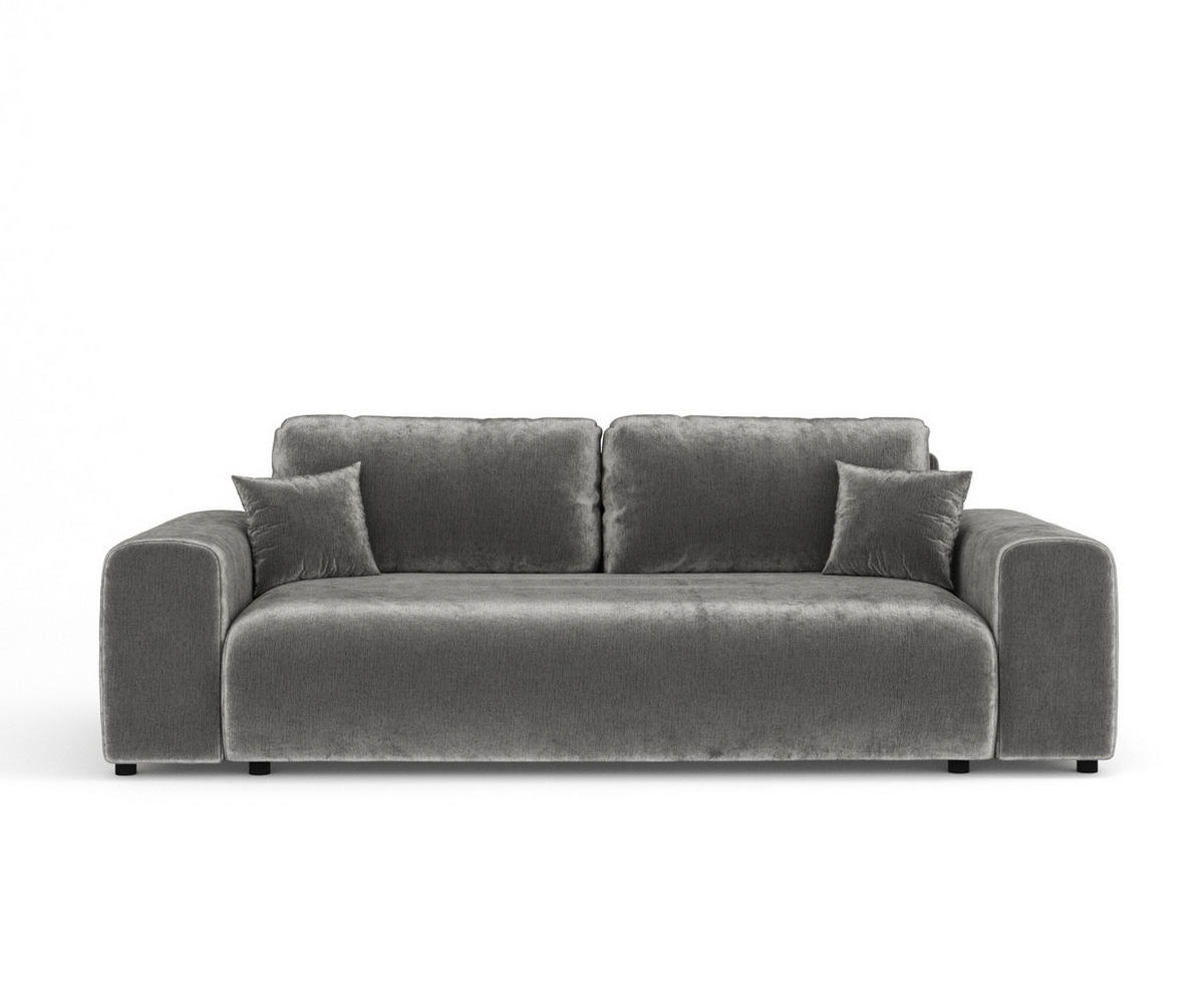 3-SITZER-SOFA Zanzibar Grau Chenille - Schwarz/Grau, Holz/Holzwerkstoff (213/79/108cm) - Maison de Reve
