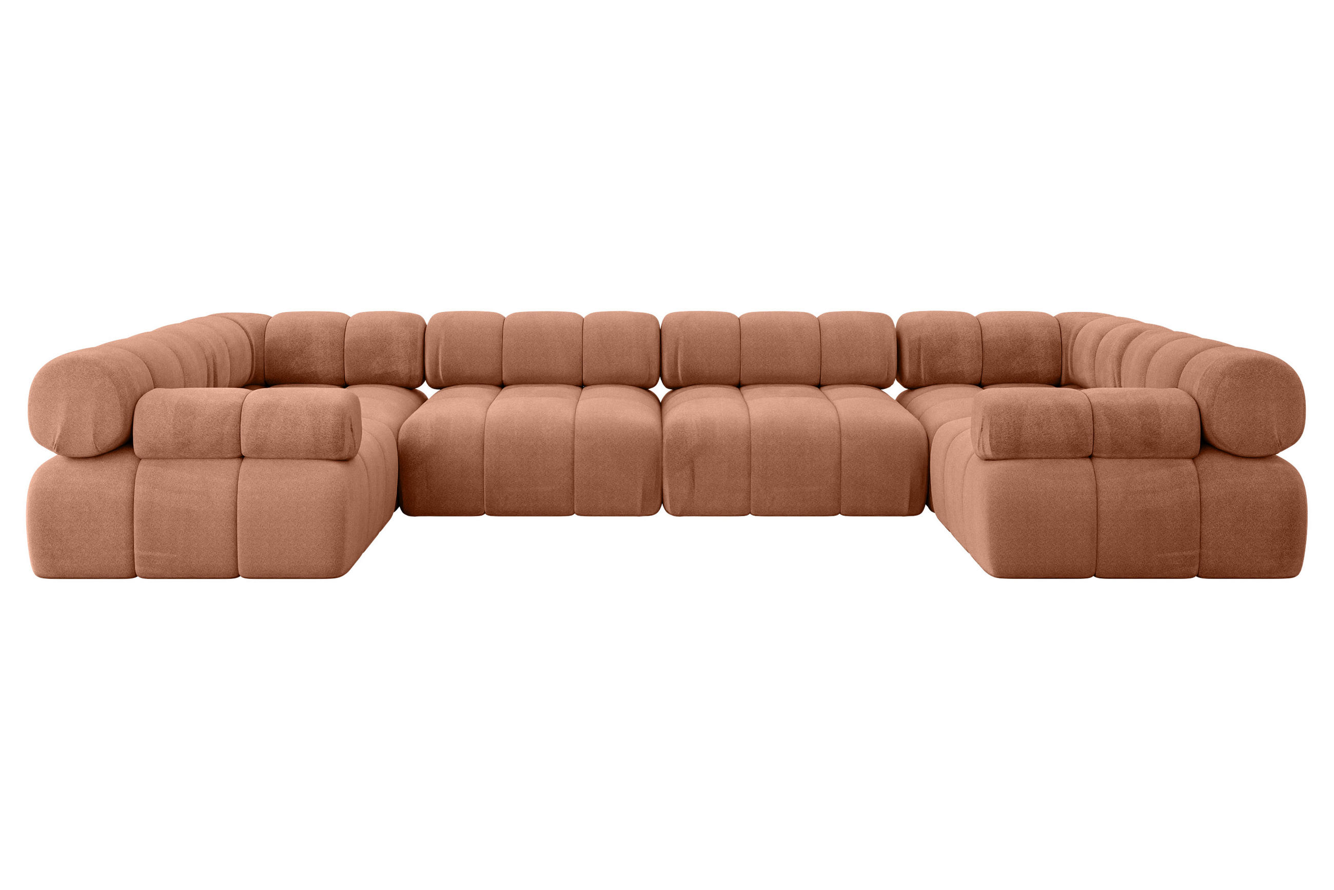 WOHNLANDSCHAFT modulares Sofa Birno-U2 - 380x190x70 cm Apricot Velours - Koralle, Holzwerkstoff/Textil (380/70/190cm) - ALTDECOR