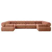 WOHNLANDSCHAFT modulares Sofa Birno-U2 - 380x190x70 cm Apricot Velours - Koralle, Holzwerkstoff/Textil (380/70/190cm) - ALTDECOR
