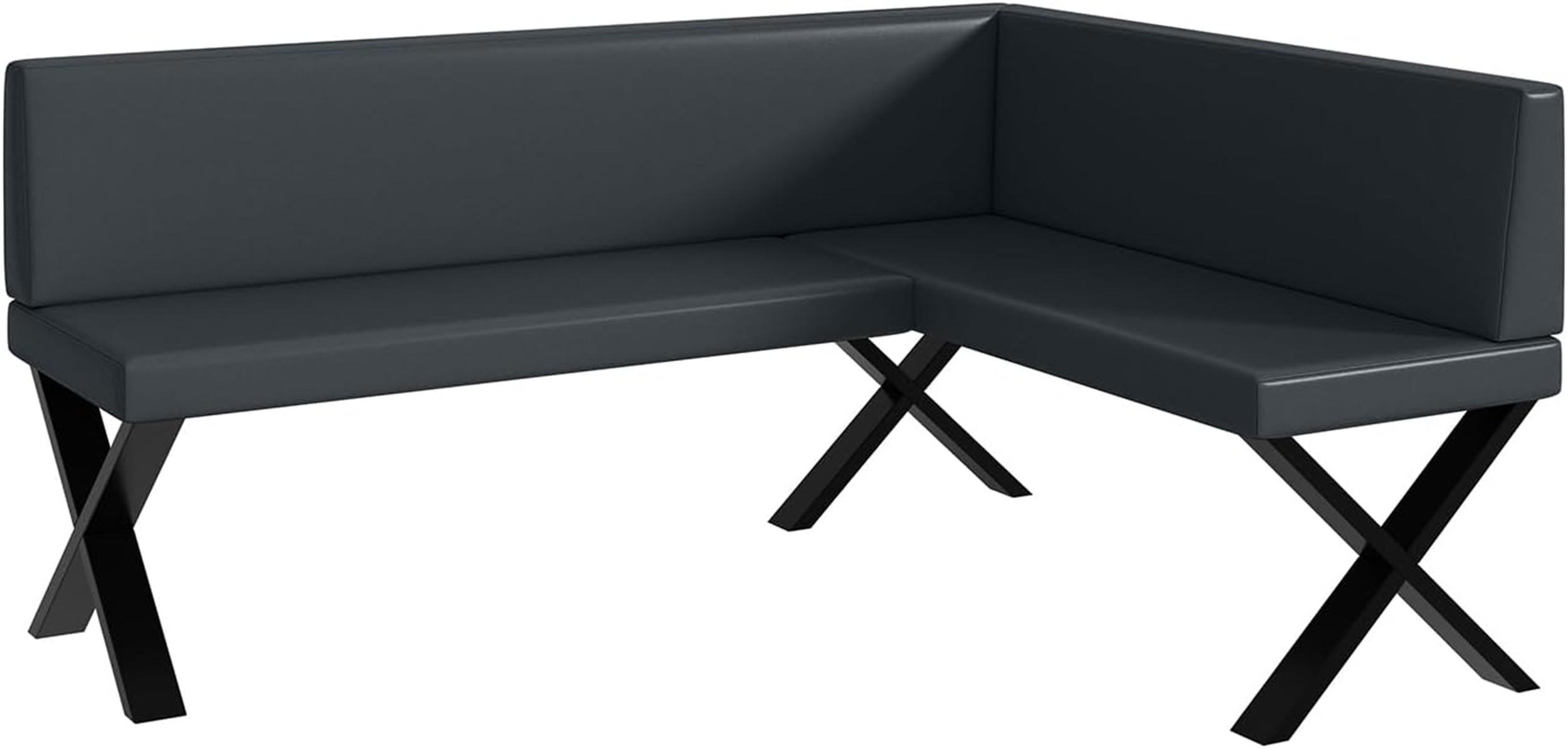 ECKBANK TONI_X - Dunkelgrau, Leder (128/168cm) - Meblini