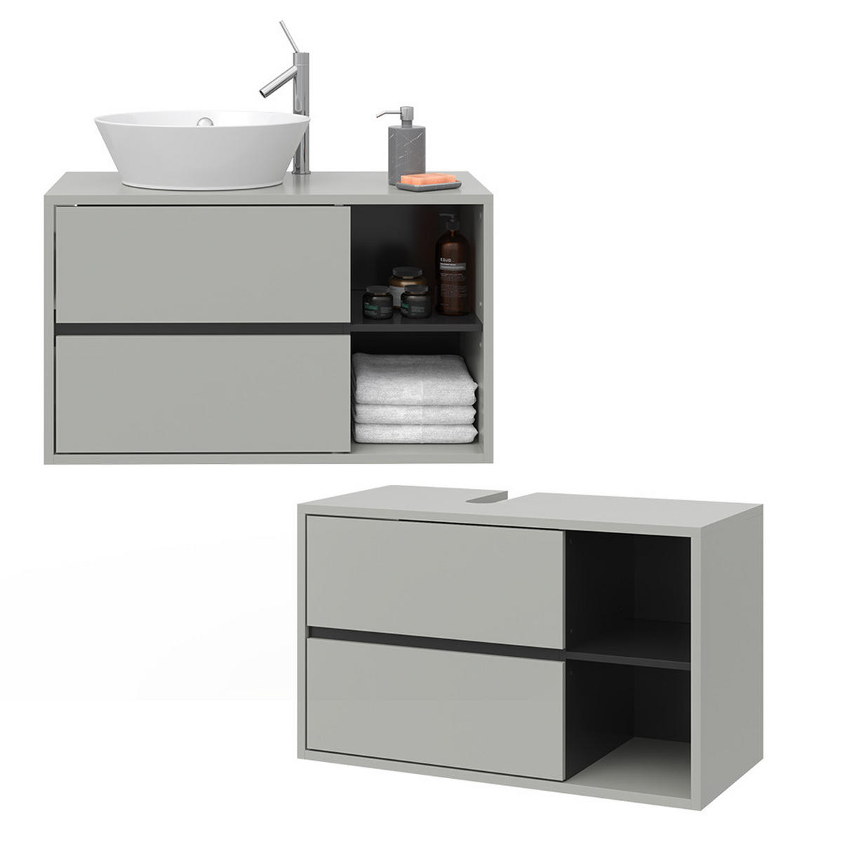 WASCHBECKENUNTERSCHRANK Viola Grau 100 x 60 cm - Anthrazit/Grau, Holzwerkstoff (100/60/45.5cm) - Vicco