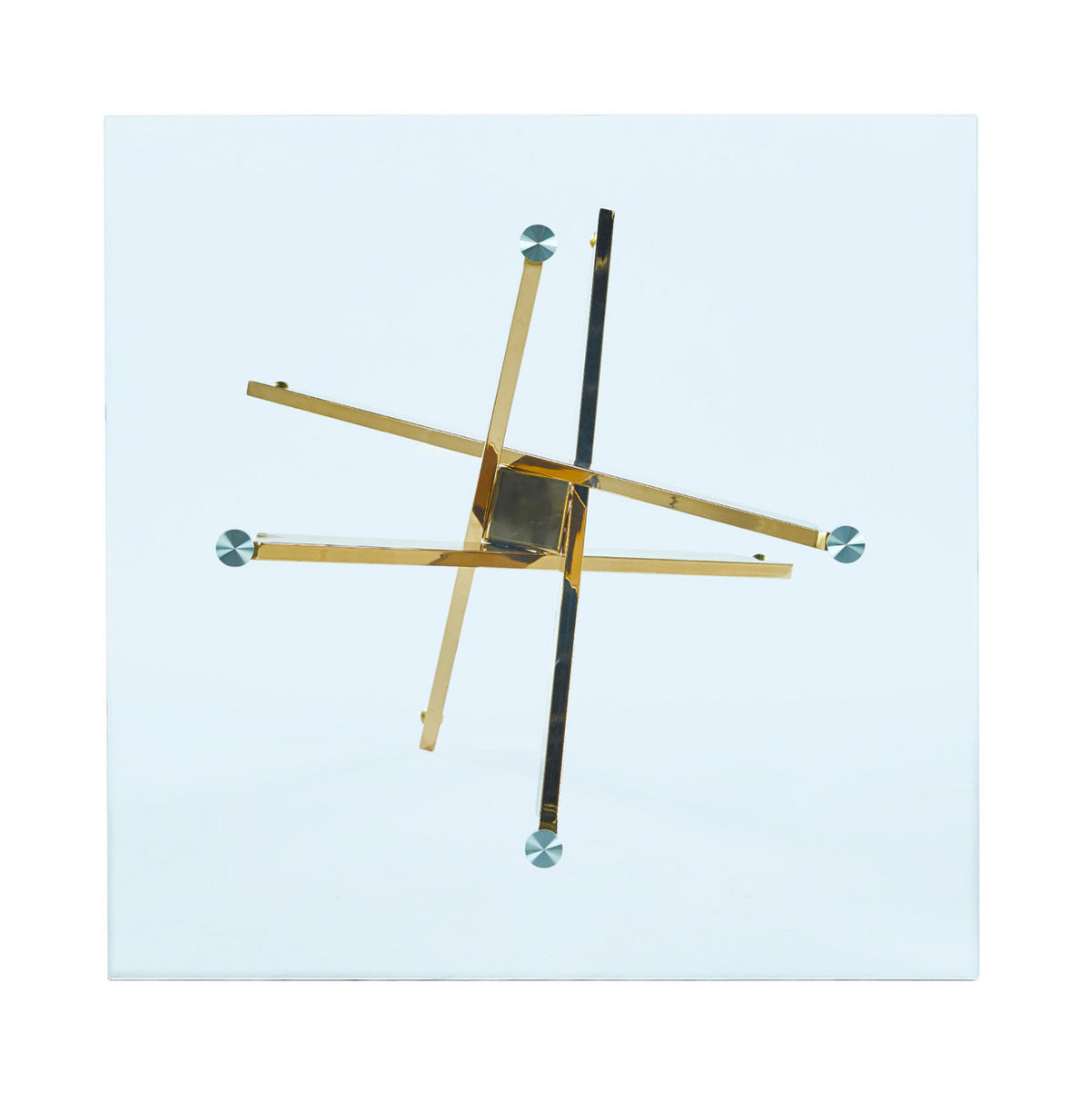 GLASESSTISCH 80/80/75 cm quadratisch mit Metallgestell in Goldfarben - Goldfarben, Metall (80/80/75cm) - BEAOK