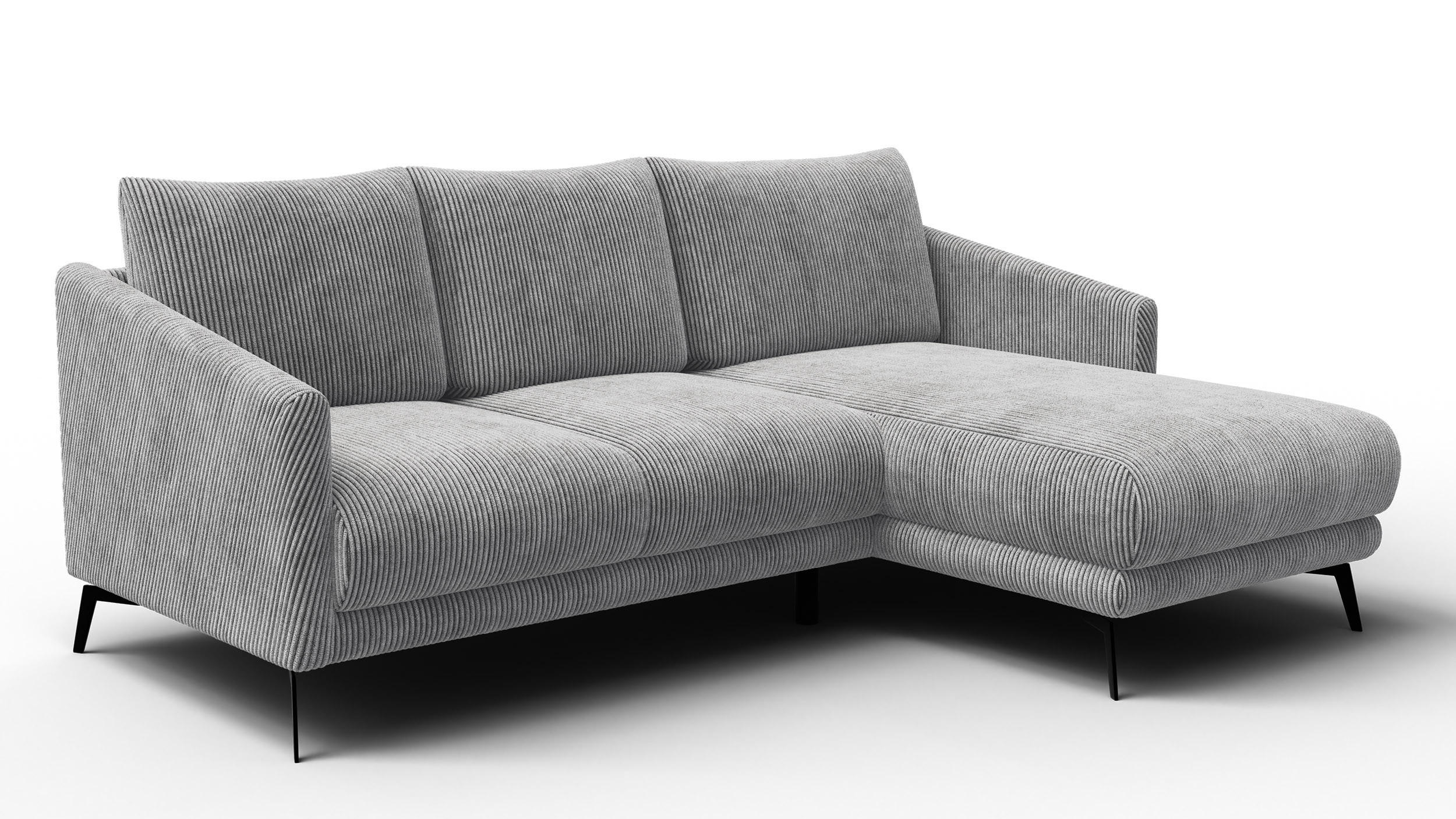 ECKSOFA VILT 3-Sitzer, hellgrau - Hellgrau/Schwarz, Holzwerkstoff/Textil (221/156cm) - Courtois Laville