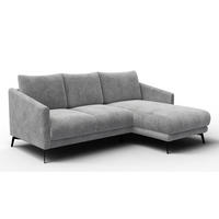ECKSOFA VILT 3-Sitzer, hellgrau - Hellgrau/Schwarz, Holzwerkstoff/Textil (221/156cm) - Courtois Laville