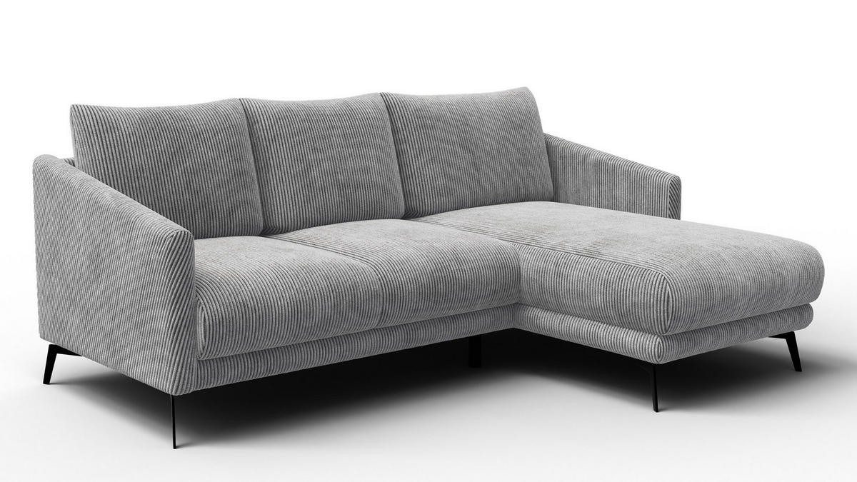 ECKSOFA VILT 3-Sitzer, hellgrau - Hellgrau/Schwarz, Holzwerkstoff/Textil (221/156cm) - Courtois Laville
