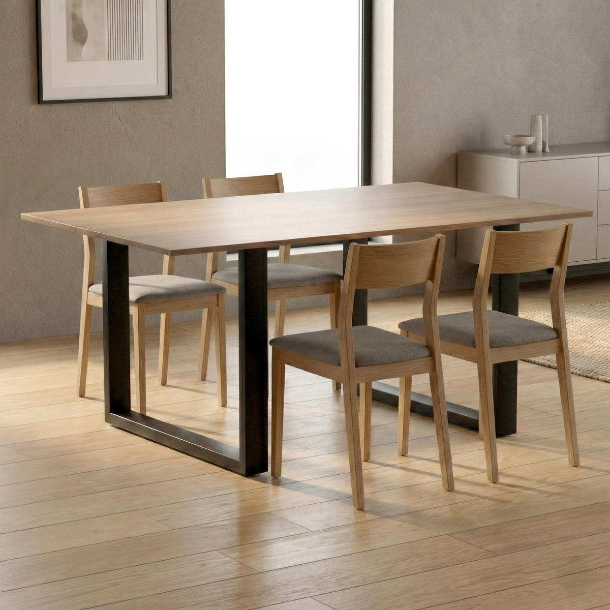 TISCHBEIN 2er Set Metall Schwarz - Schwarz, Metall (90/72/8cm) - CLP