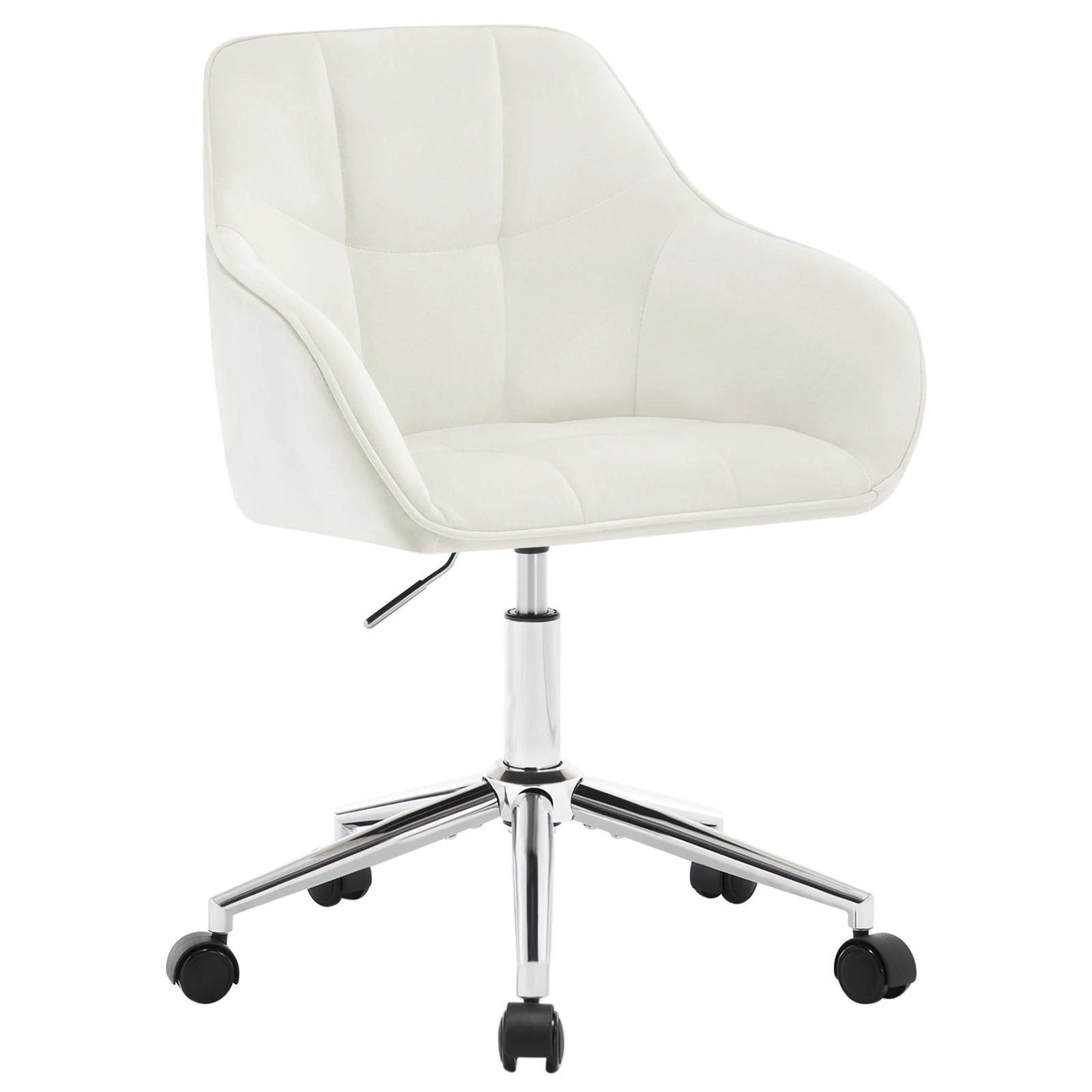 BÜROSTUHL höhenverstellbar drehbar Samt Cremeweiß - Weiß, Metall (40.5/40/61cm) - Meubliv