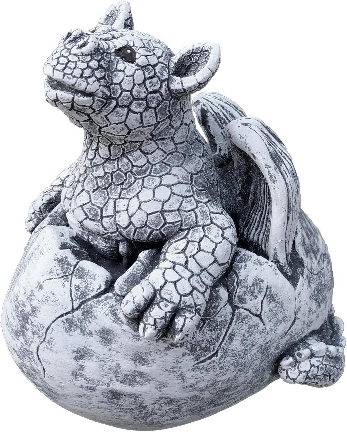 STEINFIGUR Drache im Ei, frostfest, Steinguss - Grau, Stein (13/21/15cm) - stoneandstyle