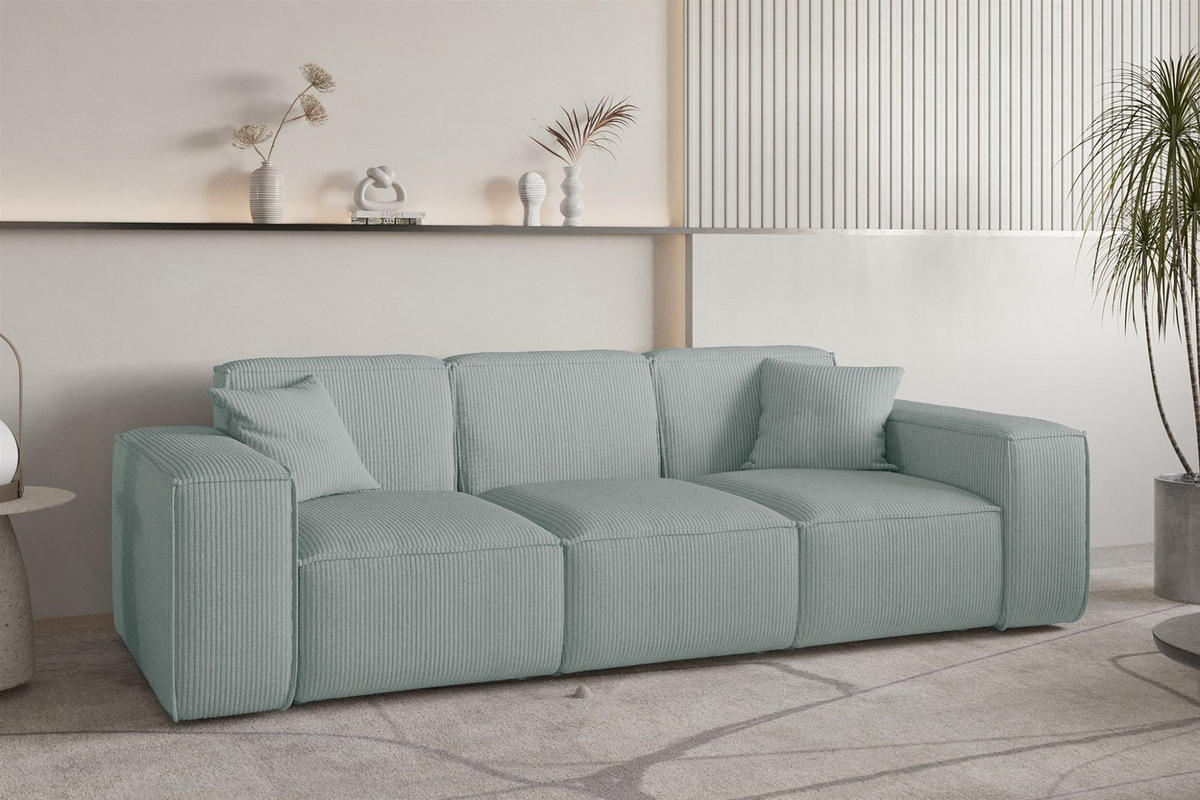 SOFA Celes Premium 3-sitzer Stoff Scala - Pastellblau, Holzwerkstoff/Textil (225/73/88cm) - Fun Möbel