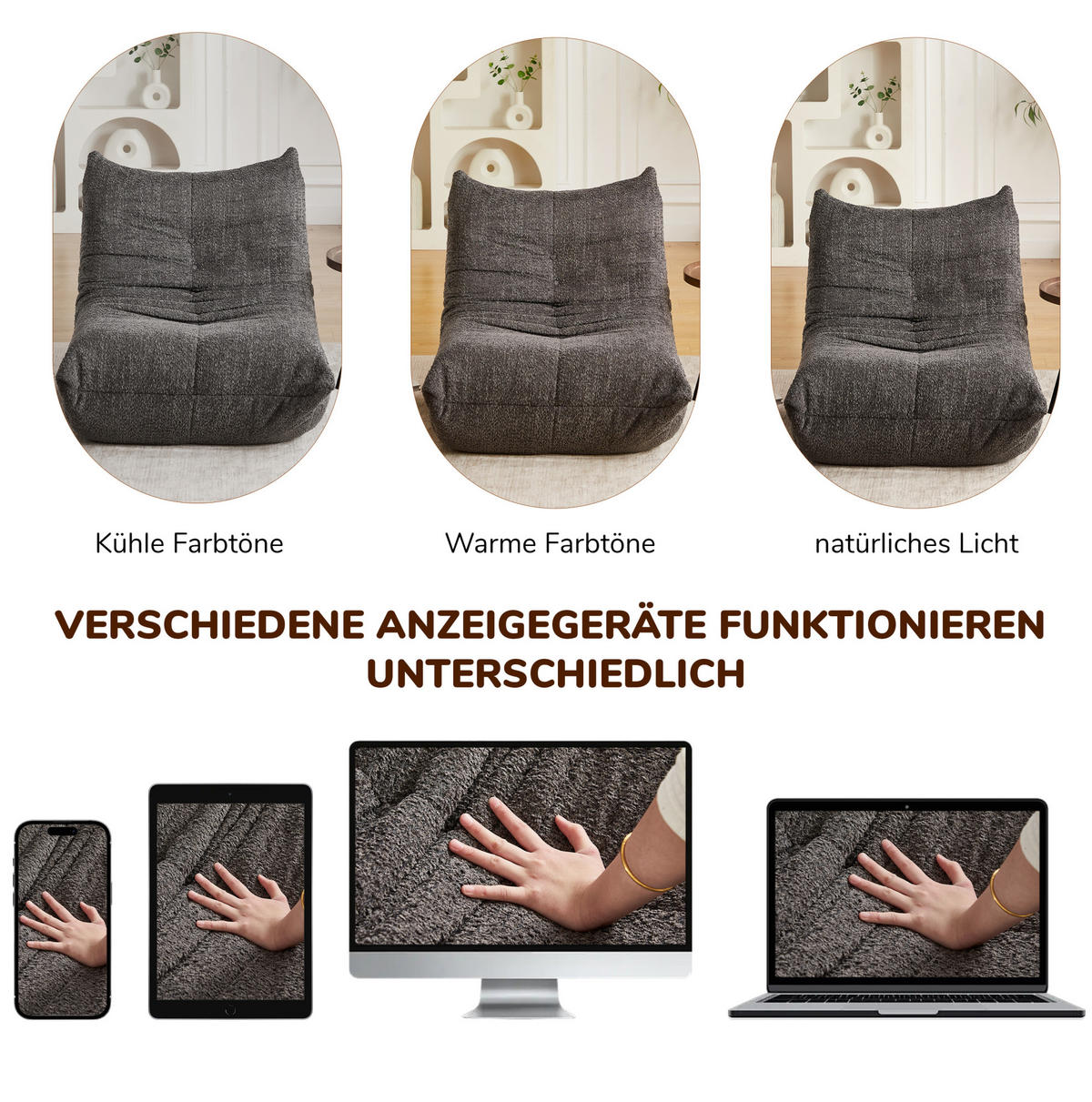 SOFA aus Chenille Grau ohne Montage - Grau, Kunststoff (99/83/127cm) - Beauniv