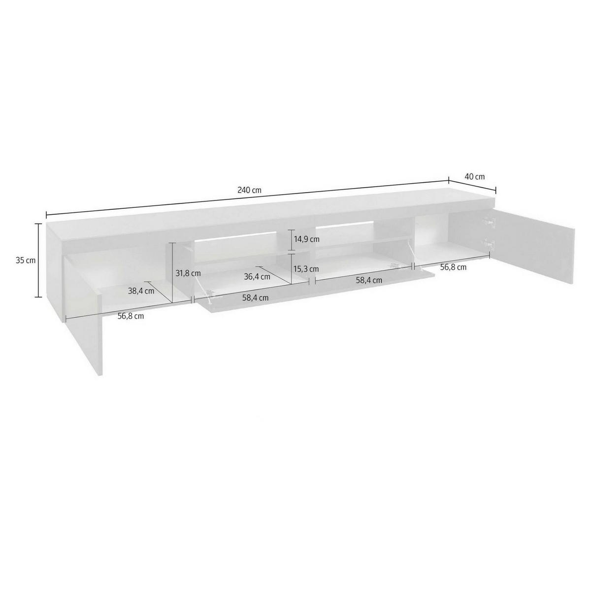 FERNSEHSCHRANK Anthrazit 40/240/35 cm - Schwarz, Holzwerkstoff (240/35/40cm) - DMORA