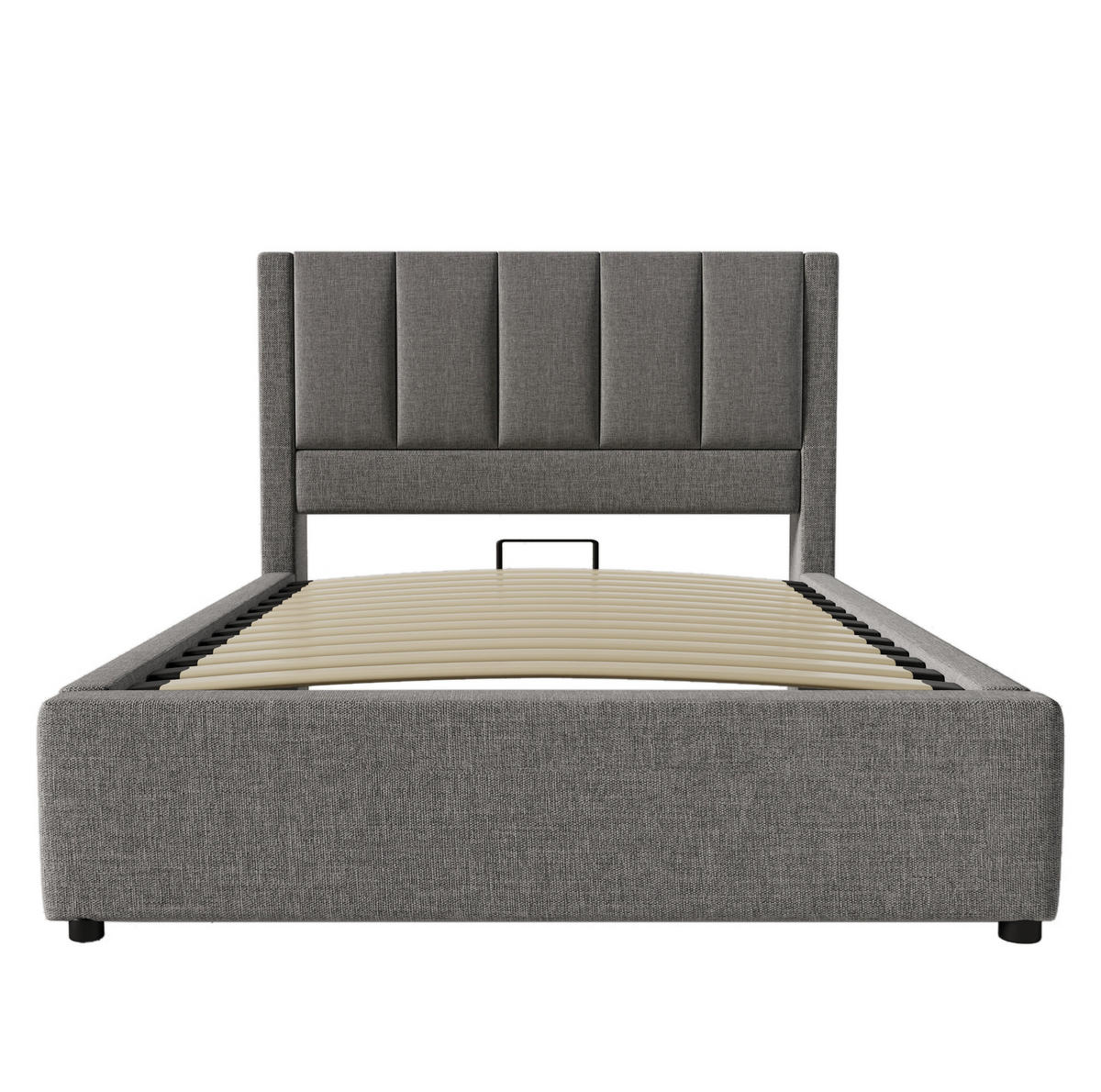 POLSTERBETT aus Leinen 90x200 cm in Grau mit Ladestation & Matratze - Grau, Textil (90/200cm) - Modfu