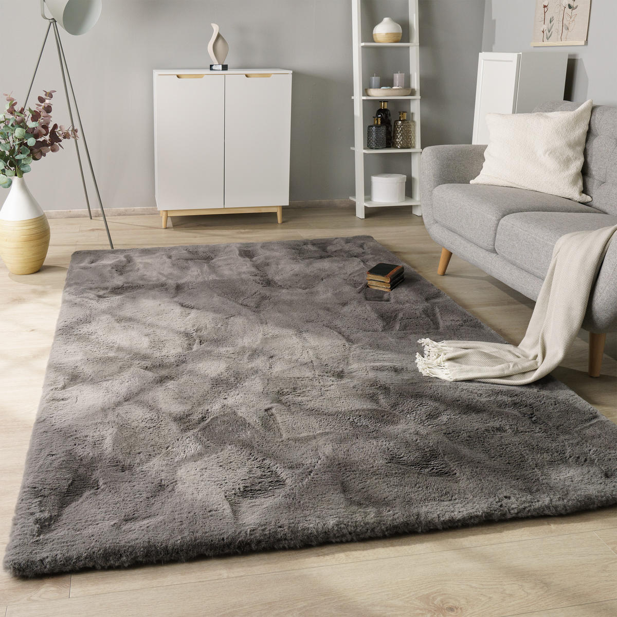 HOCHFLORTEPPICH 160/160 cm Rabbit Deluxe 860 - Anthrazit, Textil (160/160cm) - Paco Home