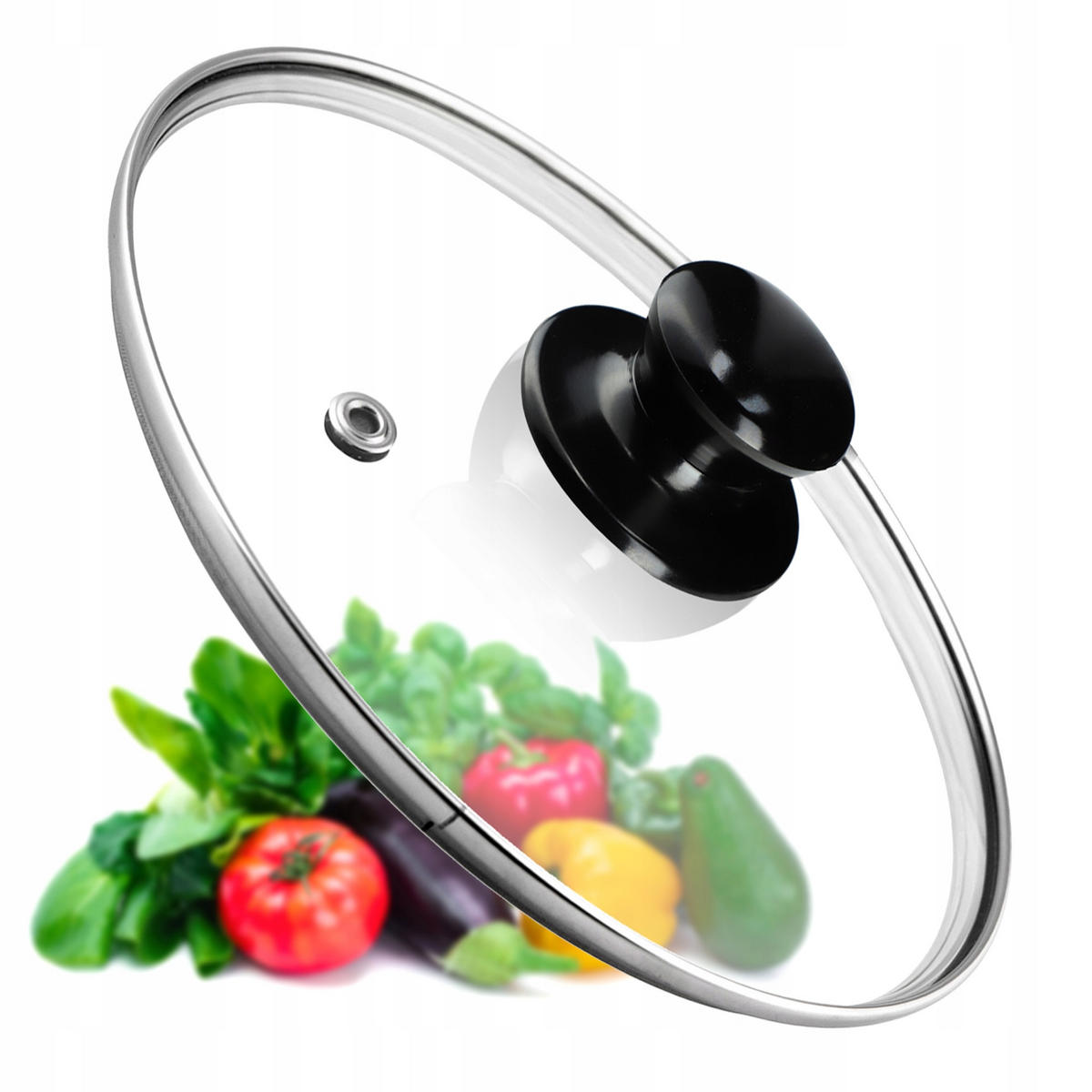 DECKEL mit schwarzem Griff, 22 cm, 1 Stück - Transparent, Glas/Kunststoff (22cm) - KADAX