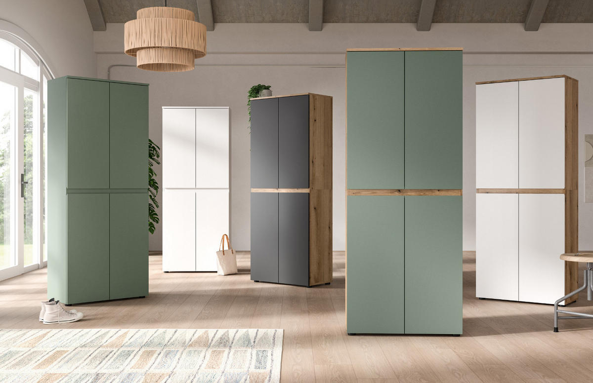 KOMMODE grün 105 x 11 cm, Anrichte mit 10 Fächern - Schwarz/Grün, Holzwerkstoff/Kunststoff (105/111/37cm) - Inn.Furn