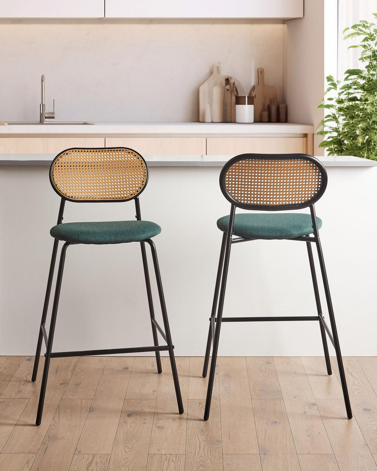 BARSTUHL 2er-Set Schwarz Adaver - Schwarz/Braun, Metall (57/102/52cm) - Beliani