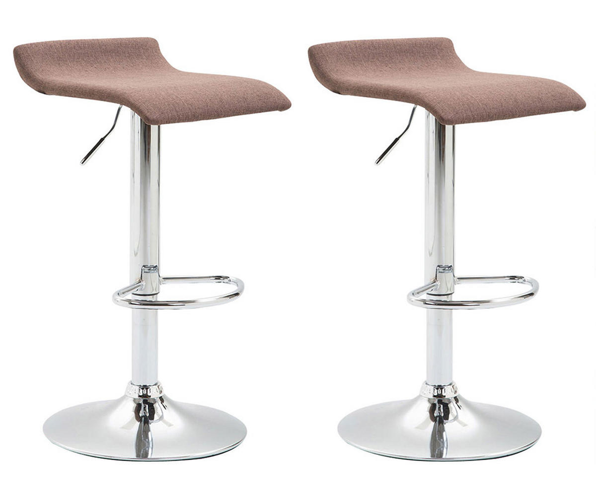 BARHOCKER 2er Set Stoff Braun - Chromfarben/Braun, Textil/Metall (36/63/39cm) - CLP
