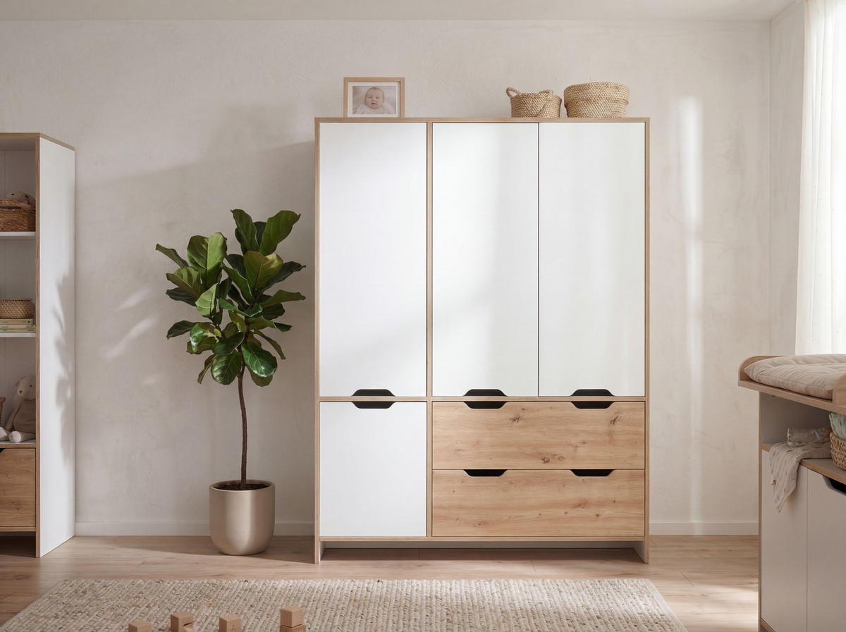 KLEIDERSCHRANK Maxim 150/189/49 cm Soft-Close Weiß Artisan Oak - Weiß/Eiche Artisan, Holzwerkstoff (150/189/49cm) - arthur berndt
