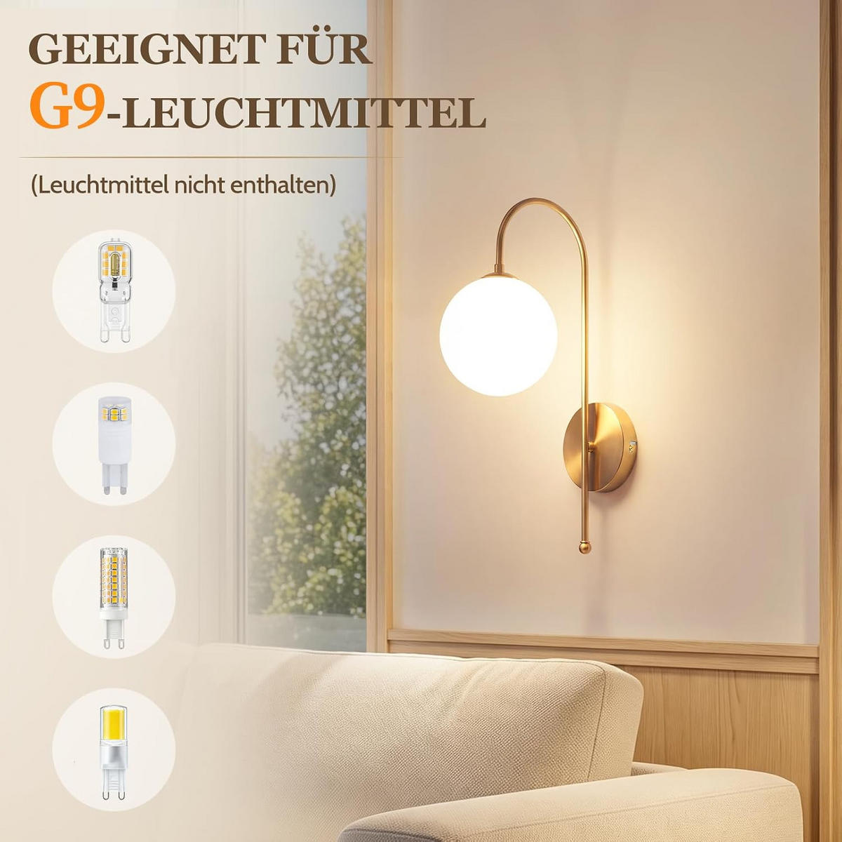 WANDLEUCHTE Epstein II 26x15x47cm - Goldfarben, Metall (15/47/26cm) - Nettlife