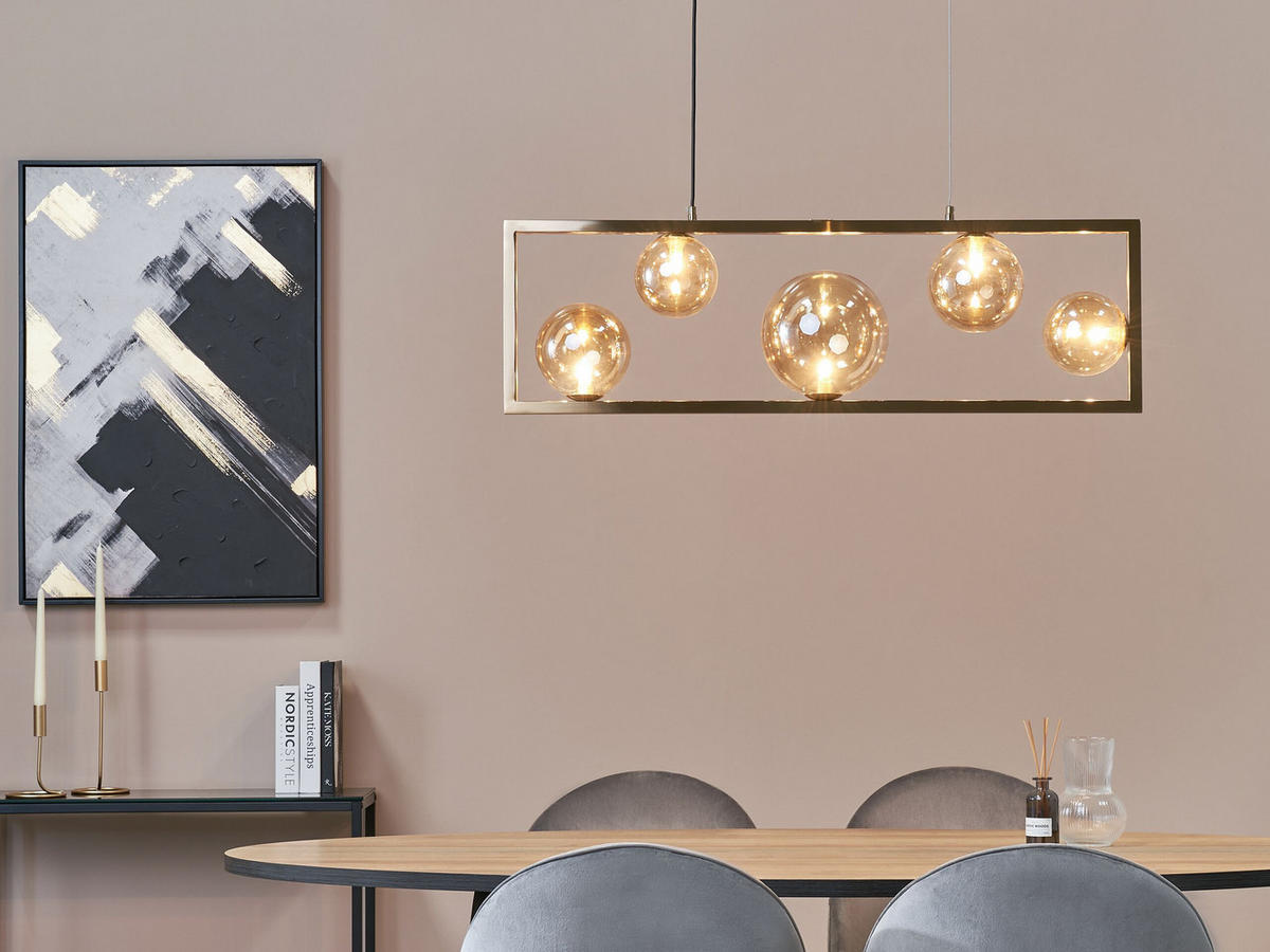 HÄNGELEUCHTE Geehi 20/100/133 cm - Messingfarben, Metall (20/100/133cm) - Beliani
