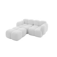 ECKSOFA modulares Sofa Links Miko-L1 214x205x75 Weiß Bouclé - Schwarz/Weiß, Holzwerkstoff/Kunststoff (214/205cm) - ALTDECOR