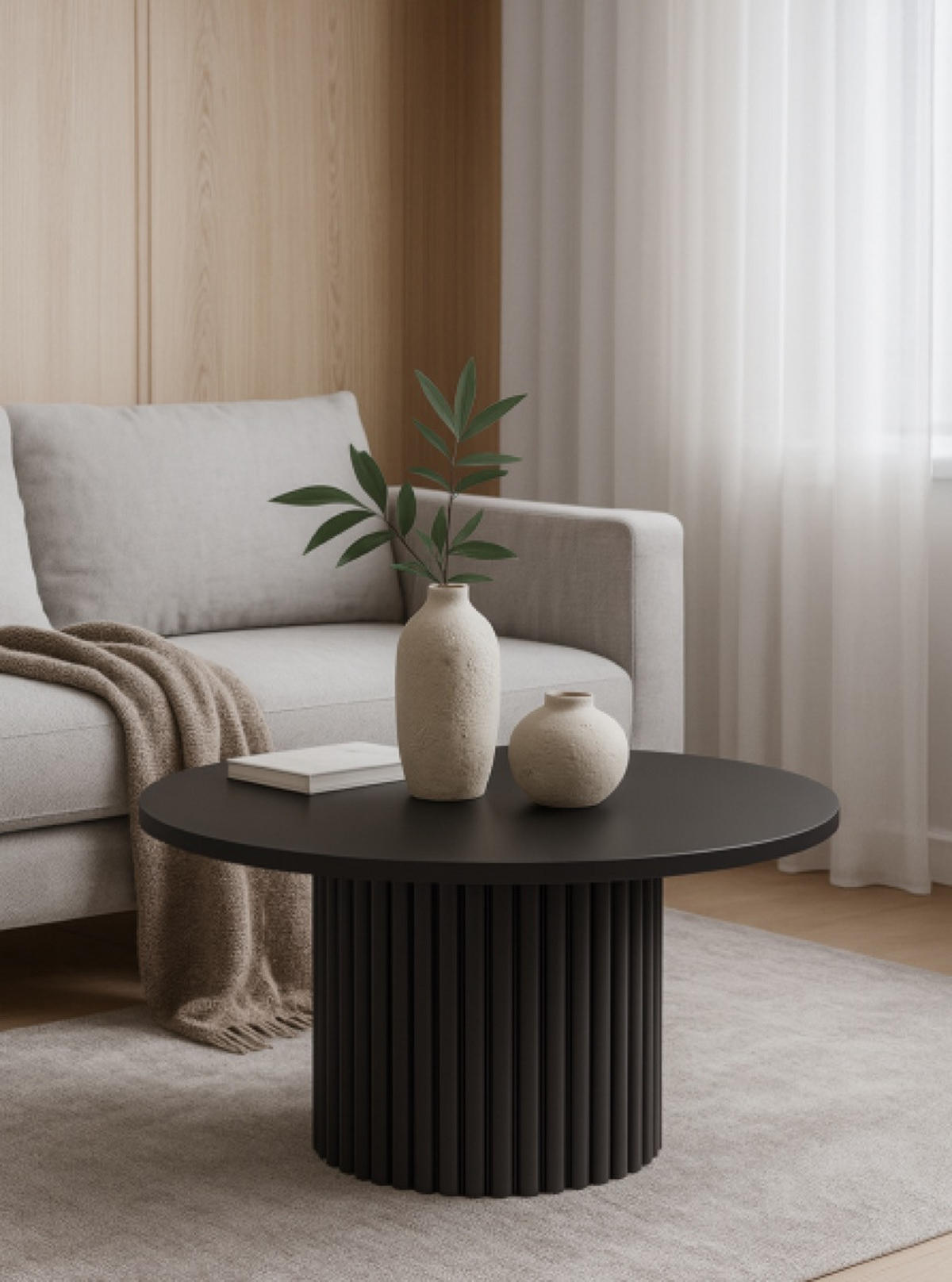 TISCH Schwarz Riko Rund 90 cm - Schwarz, Holzwerkstoff (90/90/42cm) - Sepro Meble
