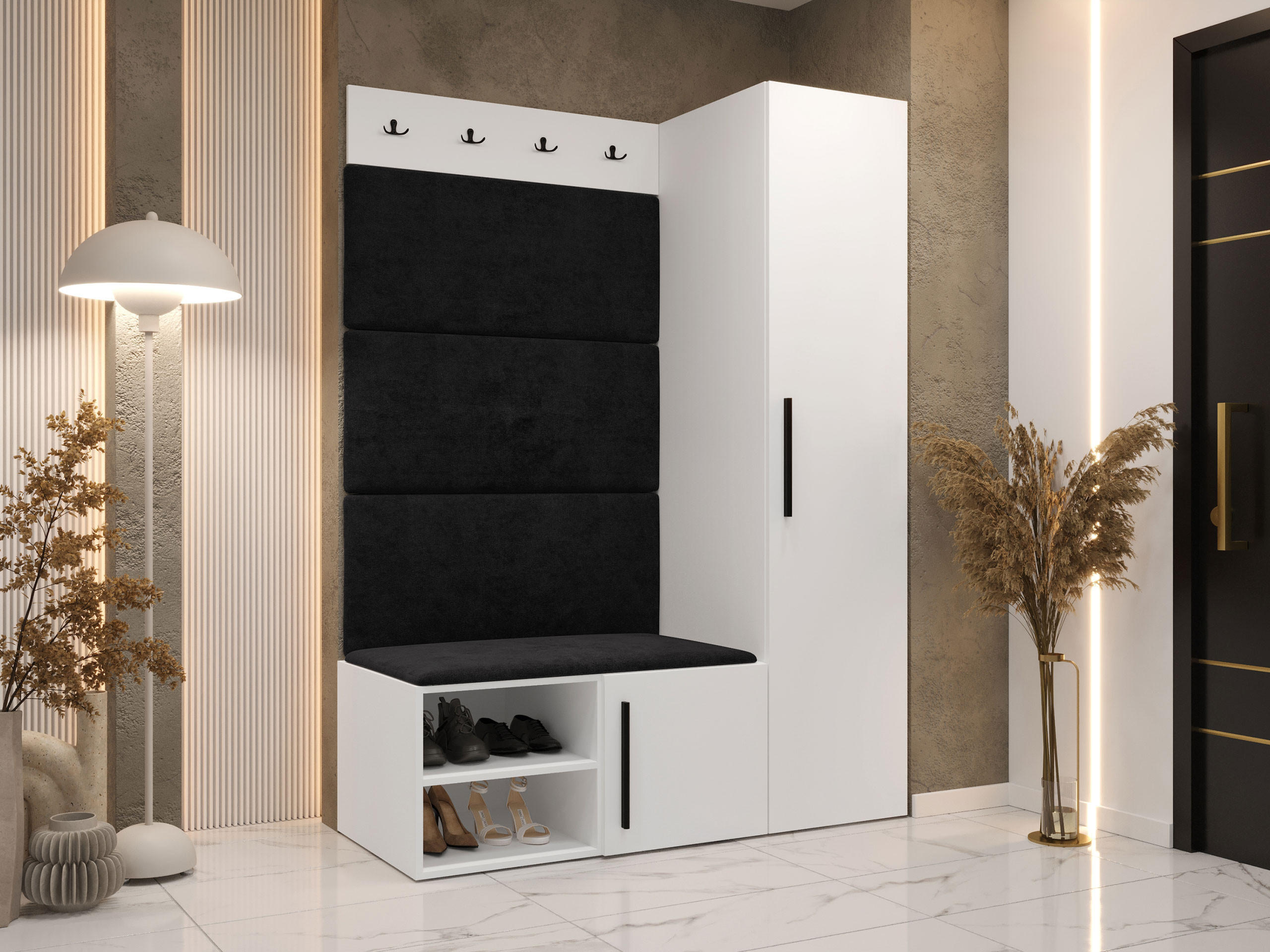 GARDEROBEN-SET Medi II - Anthrazit/Schwarz, Holzwerkstoff/Kunststoff (40/191/50cm) - MIRJAN24